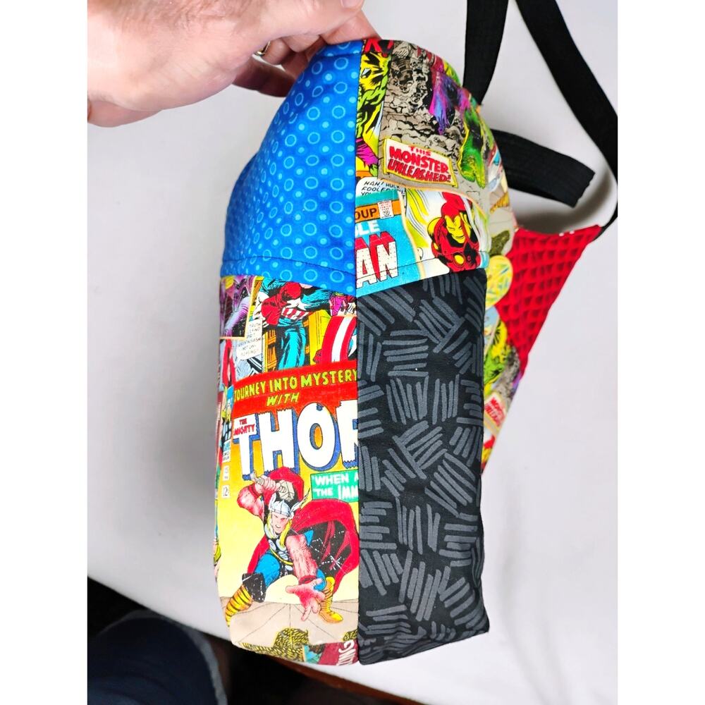 Handmade Superhero Comic Book Print Tote Bag Cloth Shoulder Bag Gift - Picture 4 of 12